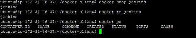 Stop and remove Jenkins container